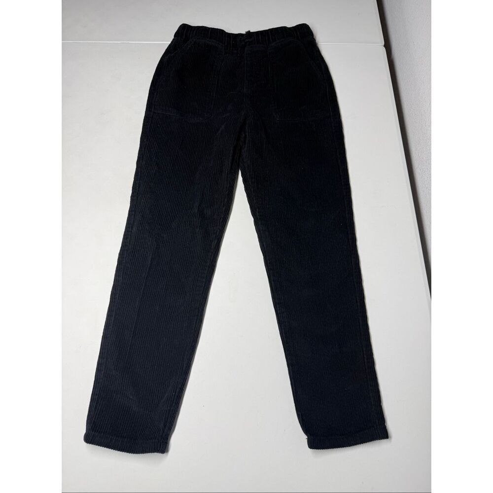 Primark Boys Black Corduroy Trousers Size 9-10 Y Elastic Waist Pockets
